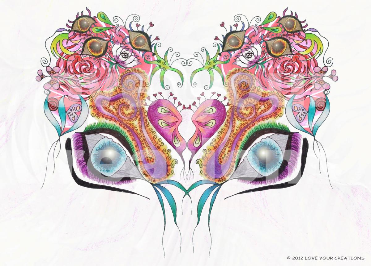 Singing Heart Butterfly - Mixed Media - Color Pencil - Digital - 28"x40"x1/4" Thick Vinly On Gator Board **